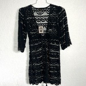 Chic Black Lace Swim Coverup